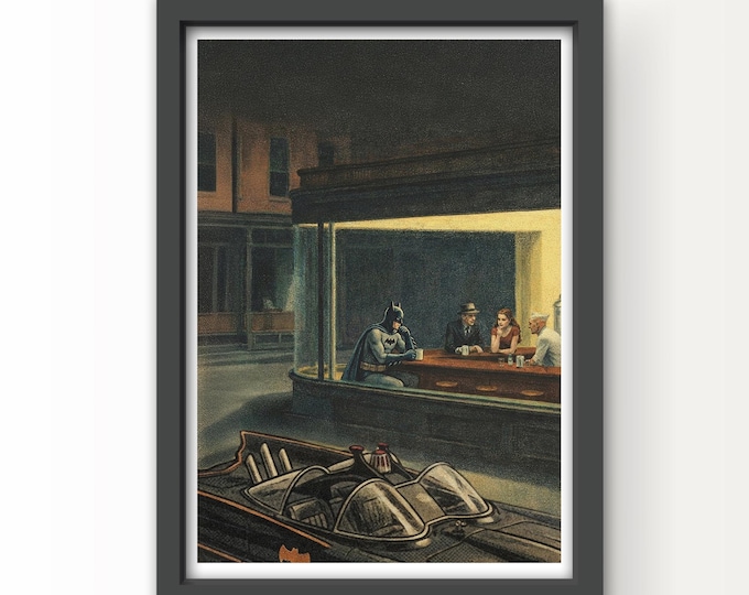 Batman meets Hopper Art Print and Greetings Card
