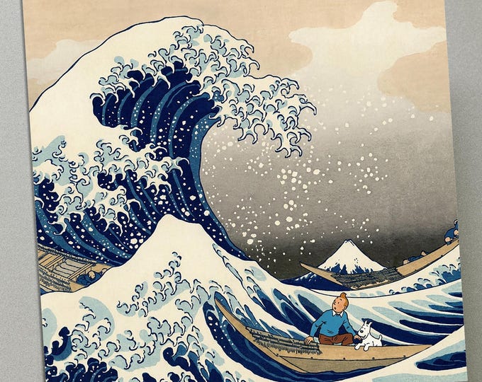 Tintin Wave Birthday Card – Japanese Art Greeting Card