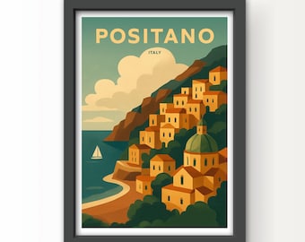 Positano, Amalfi Coast, Italy. Art Print and Greetings Card