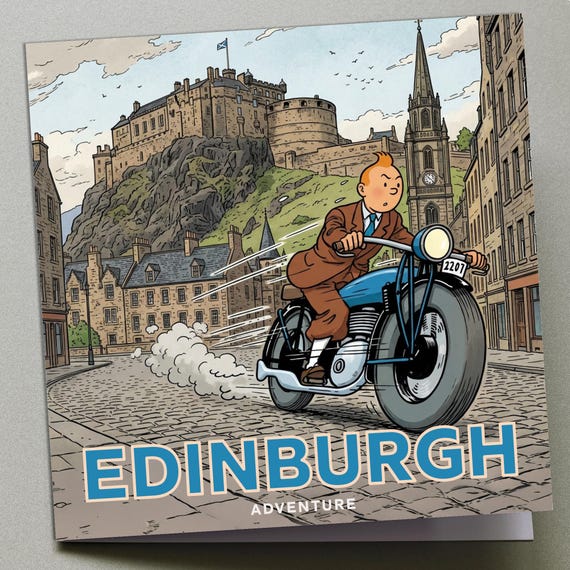 Personalised Greetings Card - Tintin in Edinburgh