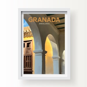Stampa artistica di Granada Spagna e biglietto di auguri
