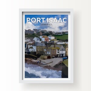 Stampa d'arte di Port Isaac Cornwall e biglietto d'auguri