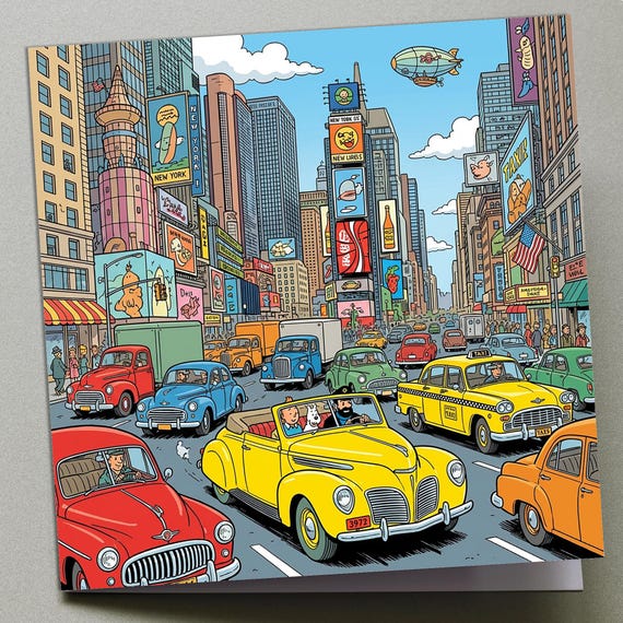 Personalised Greetings Card - TinTin in New York