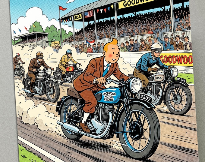 Personalised Greetings Card - Tintin at Goodwood Revival