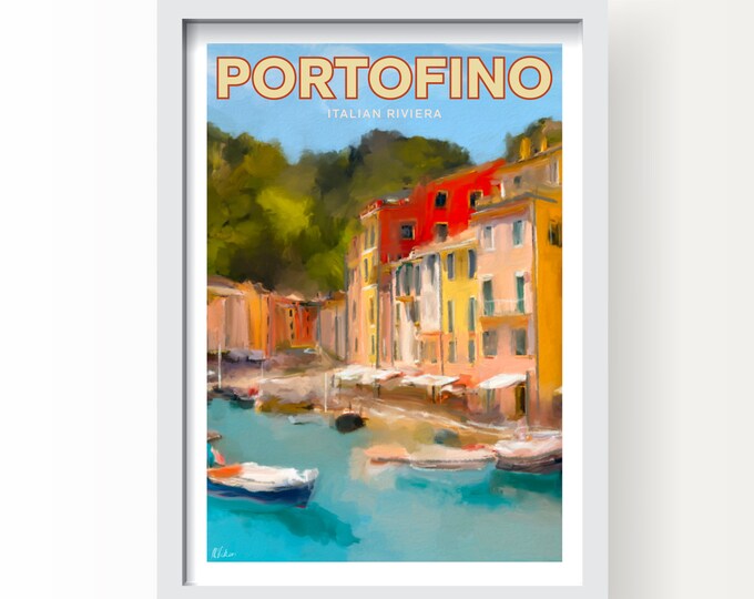Portofino, Italian Riviera, Italy Art print and Greetings Card