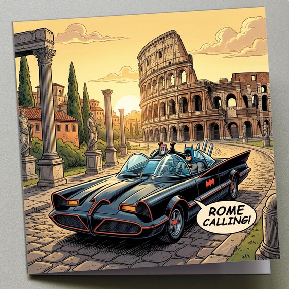 Personalised Birthday Card - Batman in Rome