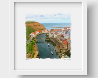 Staithes Seaside Town England Art Print & Greetings Card