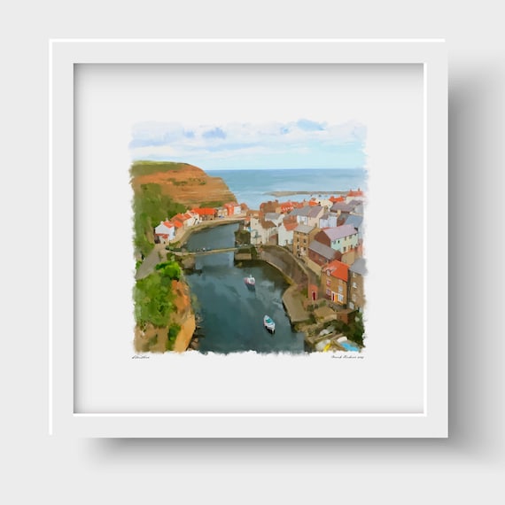 Staithes Seaside Town England Art Print & Greetings Card