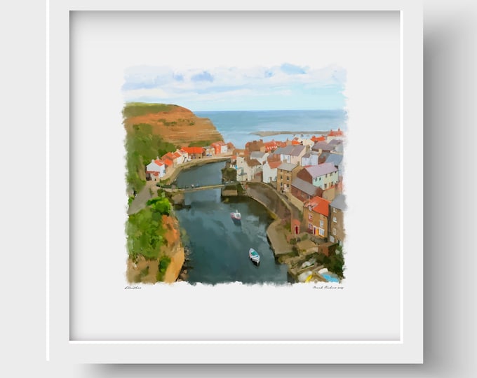 Staithes Seaside Town England Art Print & Greetings Card