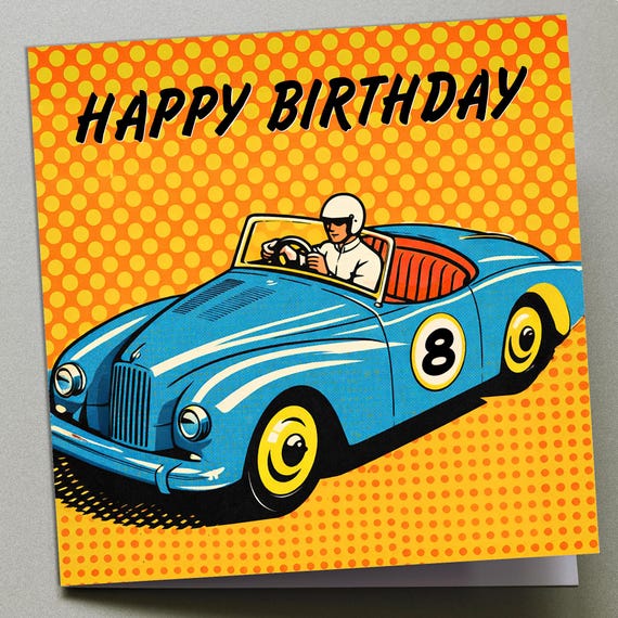 Personalised Birthday Card Classic Racing Car
