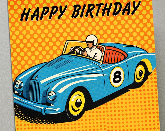 Personalised Birthday Card Classic Racing Car