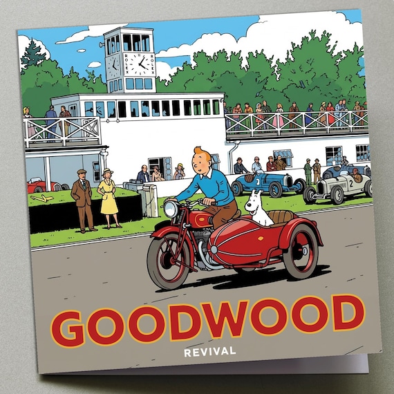 Personalised Greetings Card - Tintin at Goodwood Revival