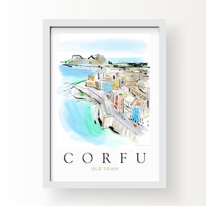 Casco antiguo de Corfú Lámina artística