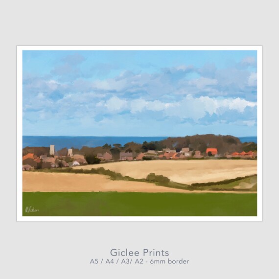 North Norfolk Weybourne Village Original Oil Painting Giclee Print Wall Art