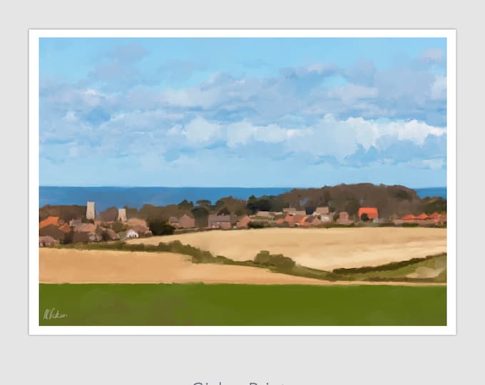 North Norfolk Weybourne Village Original Oil Painting Giclee Print Wall Art