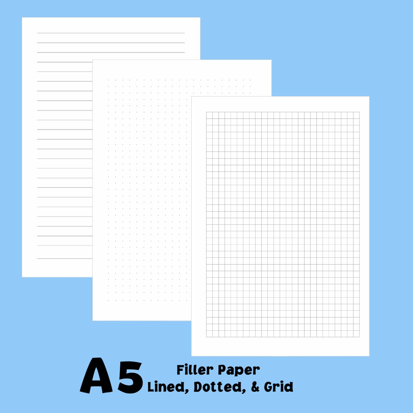 A5 Filler Paper Bundle Lined Dotted Graphed | Etsy