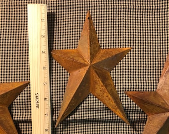 Christmas country Set of 3 - Primitive rust metal barn stars 8" by 6" floral crafts holiday rustic wedding