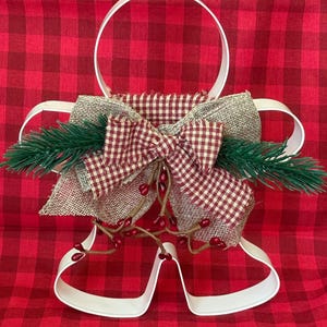 Large Jumbo Gingerbread Man Cookie Cutter Metal | Farmhouse Christmas Décor | Plaid & Berries Accent | 8.50" x 7"