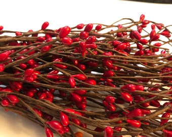 50 RED Pip berry Strands 6-7” primitive rustic Americana crafts floral accent