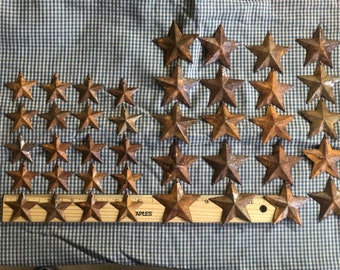 Set of 40 metal stars 20 each (2.25, 1.5”) Prim Christmas Farmhouse Rustic Prim Decor