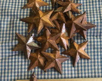 Prim rust Set of 10, 25, or 50 metal stars each (1.5”) Americana country farmhouse Christmas rustic primitive