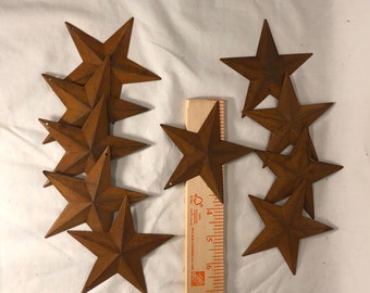 Country crafts Set of 10 -rust metal barn stars 3.5”