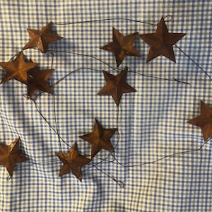 60” (5 feet) metal wire star garland 10-2.25” stars Christmas primitive decor