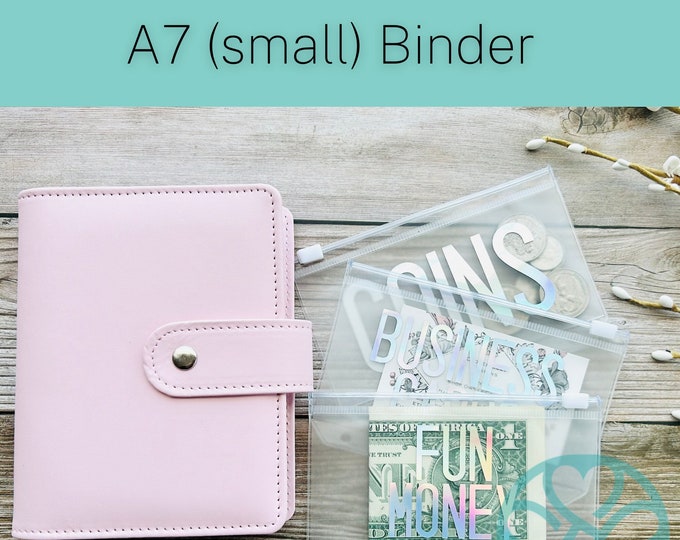 Custom PINK A7 small Budget Binder With Cash Envelopes, Personalized A7