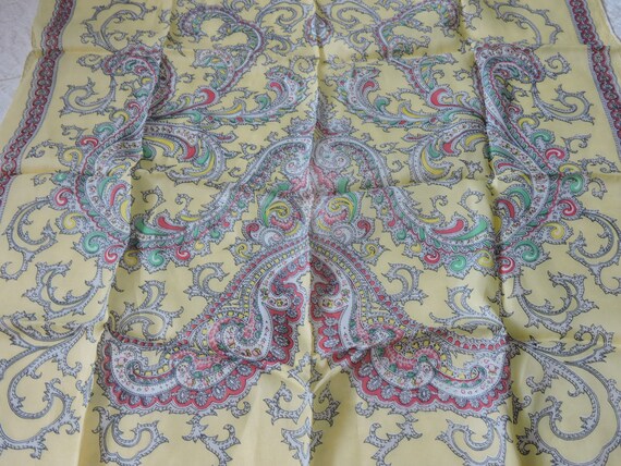 Vintage Yellow Patterned Silk Scarf - image 2