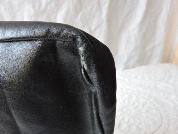 Vintage Black Leather 80s Clutch - image 3