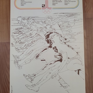 CARTEL OLÍMPICO RUNNING, cartel original, deporte olímpico 1980