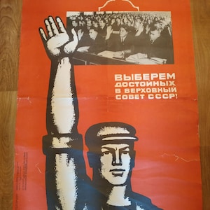 Cartel original de propaganda, impresión rusa soviética