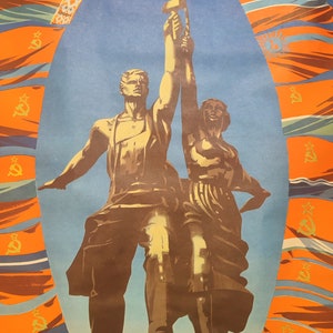 POSTER DI PROPAGANDA SOVIETICA agitazione originale vintage, Bandiere