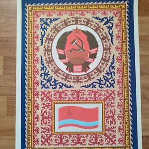 República Soviética de KAZAJSTÁN, CARTEL ORIGINAL, arte vintage