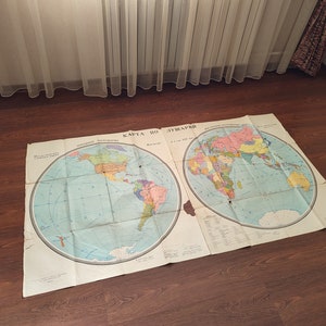 VINTAGE WERELDKAART politieke sovjet geografie, reizen