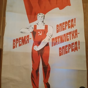 Cartel original soviético ruso, propaganda soviética, URSS, comunismo