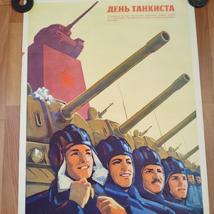CARTEL ORIGINAL DE TANKMAN Tanques efímeros soviéticos 1963