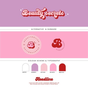 Premade Branding Kit - Retro Feminine Fashion Beauty Boutique Logo and Brand kit for Small Businesses by fatimughart
