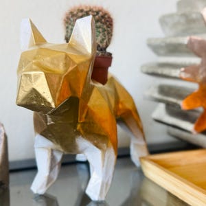 Geometrische Franse bulldog plantenbak