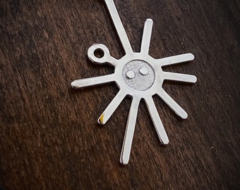 Taino Sun God Pendant: Rhodium Plated Brass Sol de Jayuya