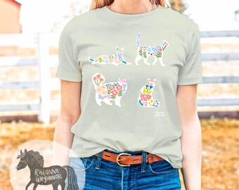 Summer Charm Cat Tshirt | Floral Cat Person | Gift for Cat Mom | Cat Lady