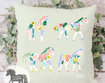 Horsey Summer Outdoor Pillows | Equestrian Styled Patio Cushions