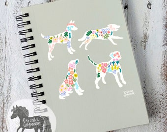 Floral Dog Spiral Notebook - Ruled Line | Canine Summer Style