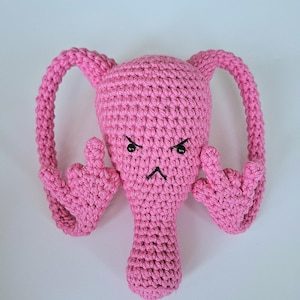 Descargar patrón PDF, Fuck You-terus de crochet, útero enojado, útero de peluche, dedo medio hacia arriba, crochet grosero, derechos de las mujeres, patriarcado