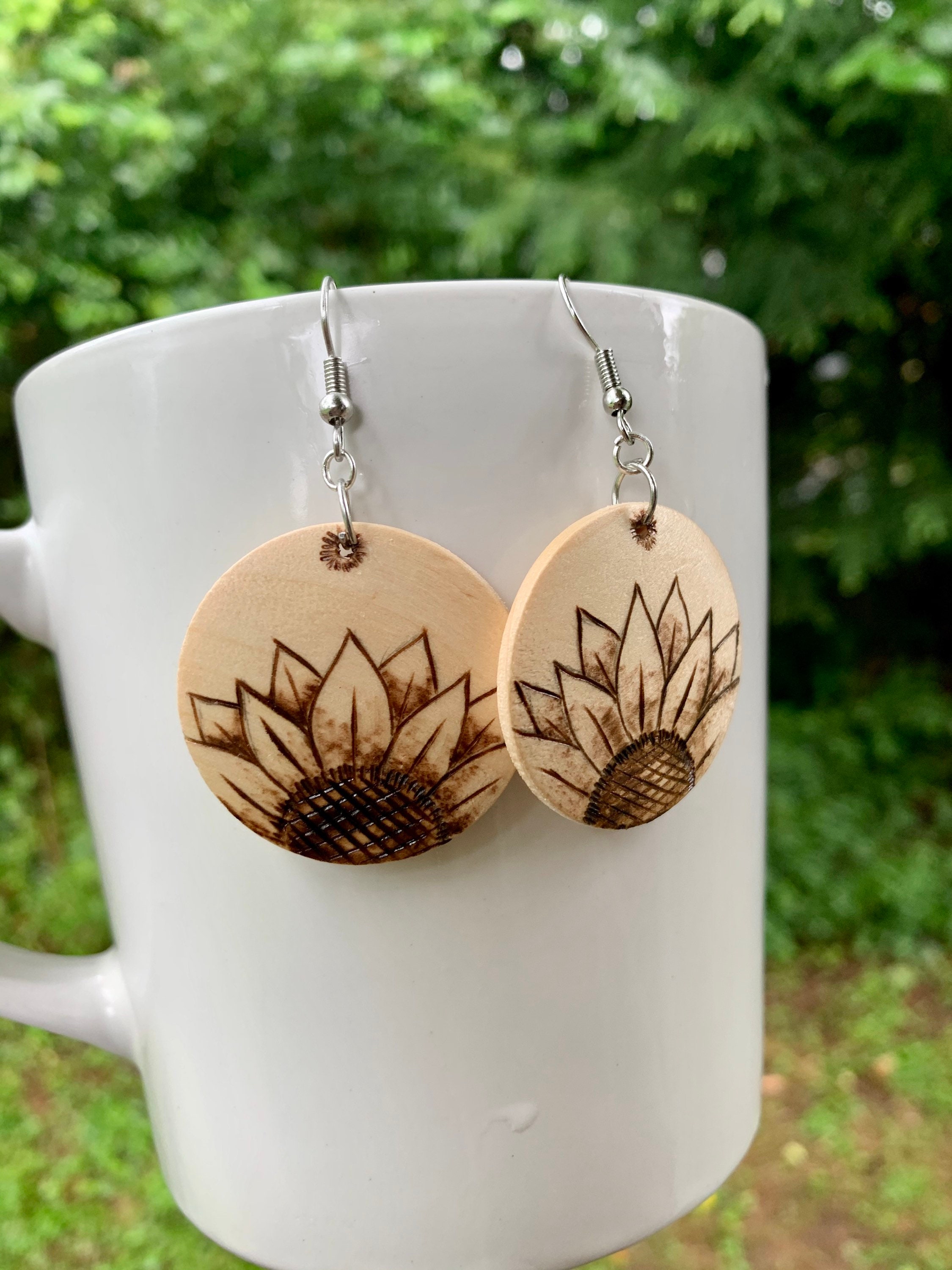 Sunflower Drop Blank Wood Earrings. DIY jewelry. Unfinished laser cut –  Wicked Gold