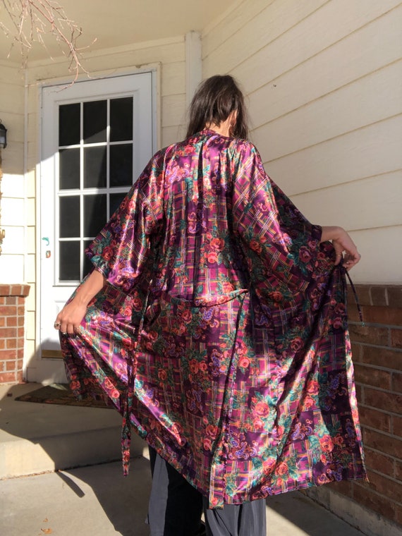 70s Paisley Robe / 70s purple Robe / 3/4 Length R… - image 8