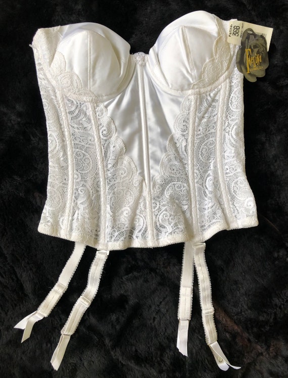 Vintage Lace Corset with Garter Straps / Vintage … - image 3