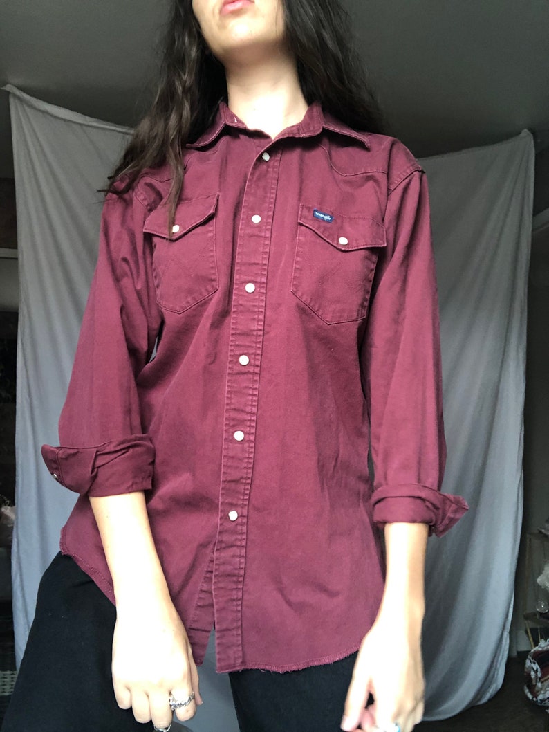 Vintage Wrangler Button up Maroon Wangler Shirt Vintage Wangler Wrangler