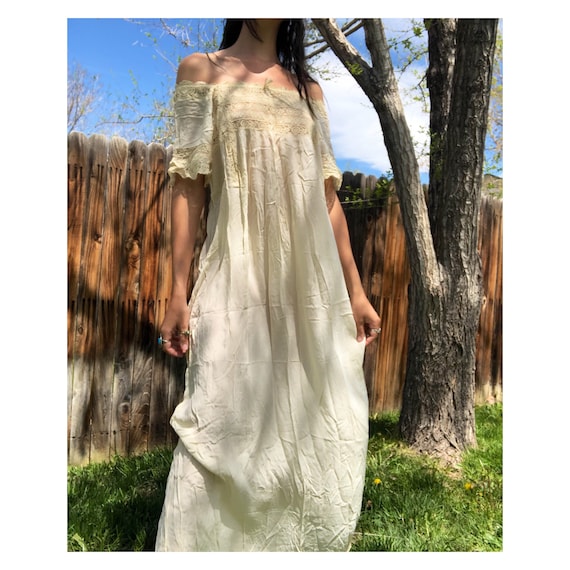 Edwardian Ivory Lace Nightgown / Edwardian Cotton… - image 1