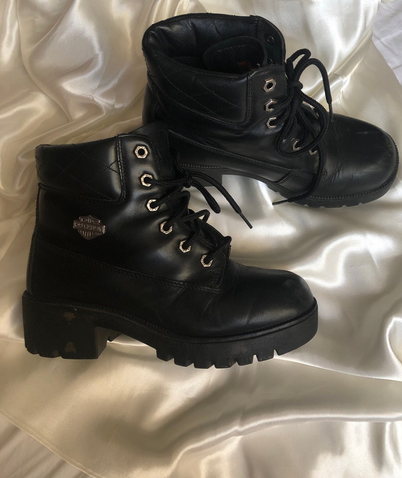 Women\u2019s Harley Davidson Lace up Leather Boots Vintage Harley Davidson Leather Boots